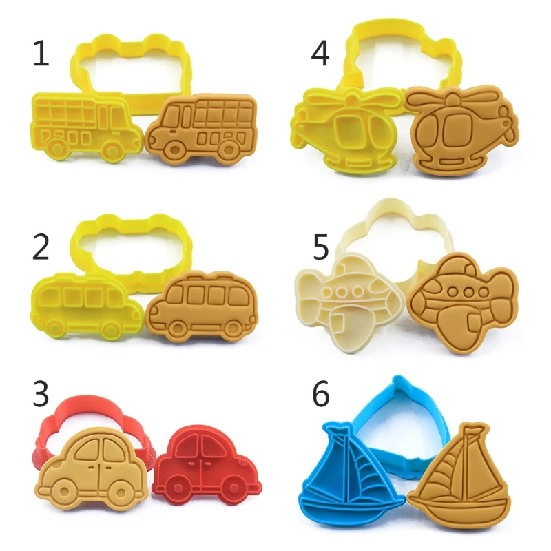 

Cartoon Car Shape 3D Pressable Stamped Embossed Biscuit Cookie Cutters Mold Kitchen Bakeware Tool