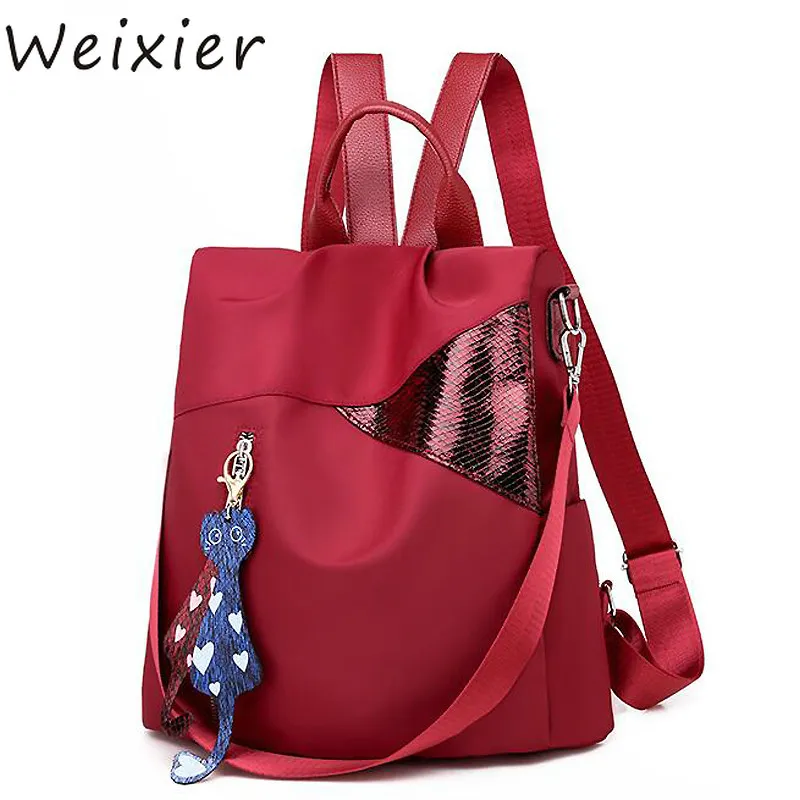 WEIXIER/модные рюкзаки для женщин водонепроницаемый красный рюкзак из ткани Оксфорд