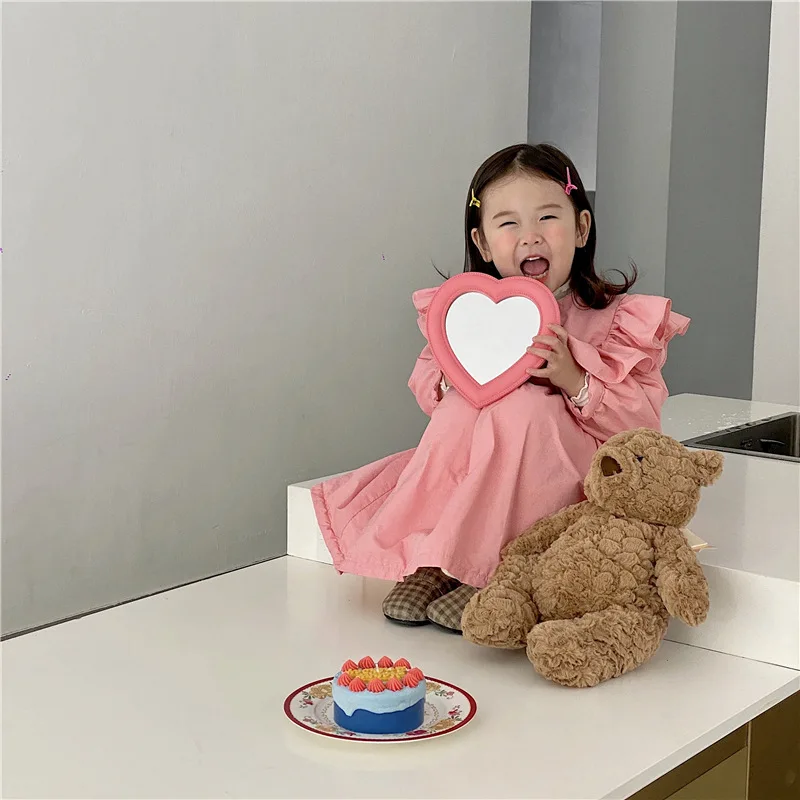 

Winter 2021 High-end Girls Lotus Leaf Lace Thick Princess Dresses Toddler Children Frills Fleece Cotton Pink Mesh Baby Dress