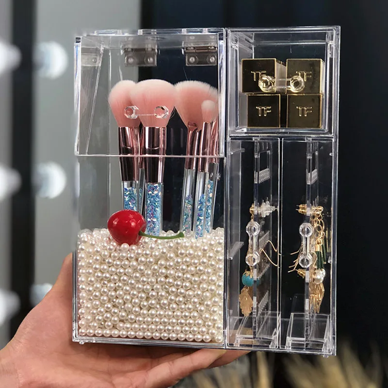 Многофункциональная акриловая прозрачная коробка для хранения кистей макияжа с