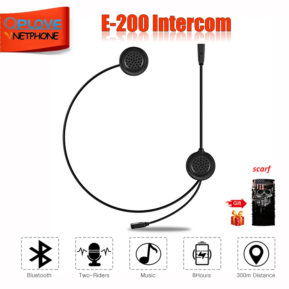 QPLOVE ejeas E200 Bluetooth мотоциклетный шлем BT беспроводная гарнитура радио без внутренней связи катания на лыжах связь мото для двух гонщиков