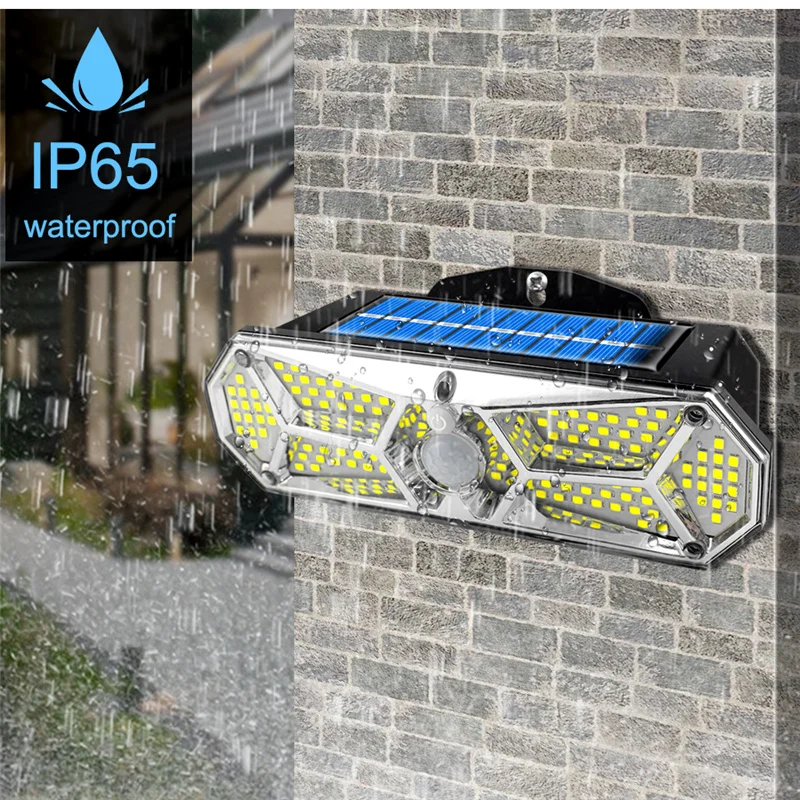 

Суперъяркие светодиодные уличные светильники на солнечной батарее с датчиком движения, 158 светодиодов, IP65, Водонепроницаемая беспроводная ...