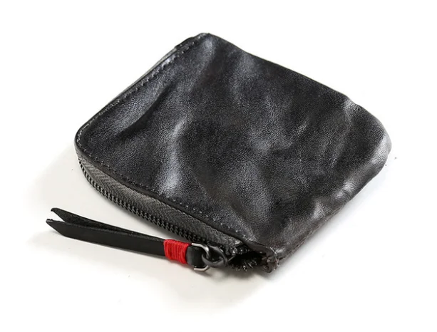 

Luxury Designer Handmade Genuine Leather Mens Wallet Coin Purse Passcard Pocket Zipper Short Wallet Vintage Male Purse