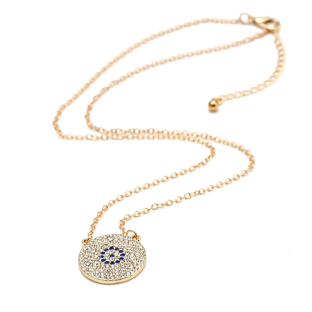 Lucky Eye Crystal Evil Necklace Turkish Round Pendant Blue Popular Chain For Women Jewelry EY164 | Украшения и аксессуары