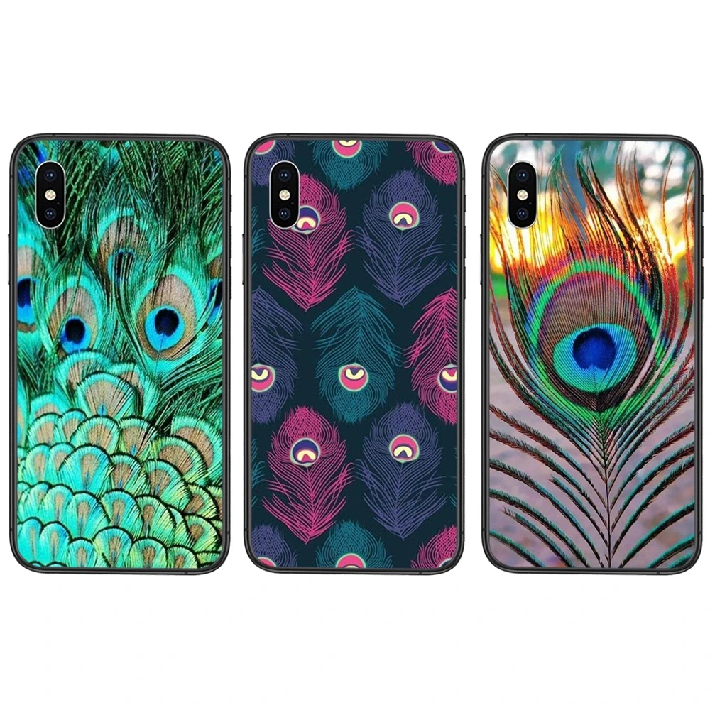 Красивый чехол с синими и зелеными перьями павлина популярный Чехол для