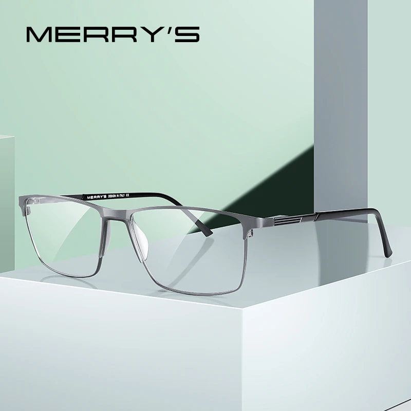 

MERRY'S Men Titanium Alloy Business Style Glasses Frame Male Square Ultralight Eye Myopia Prescription Eyeglasses S2170