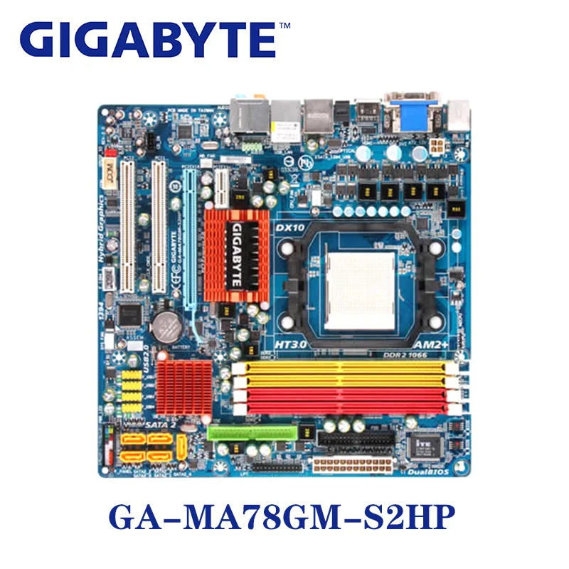 

Разъем AM2 AM2 + для AMD 780G Gigabyte GA-MA78GM-S2HP, материнская плата DDR2 16GB GA MA78GM-S2HP, настольная системная плата ATX PCI-E X16, б/у