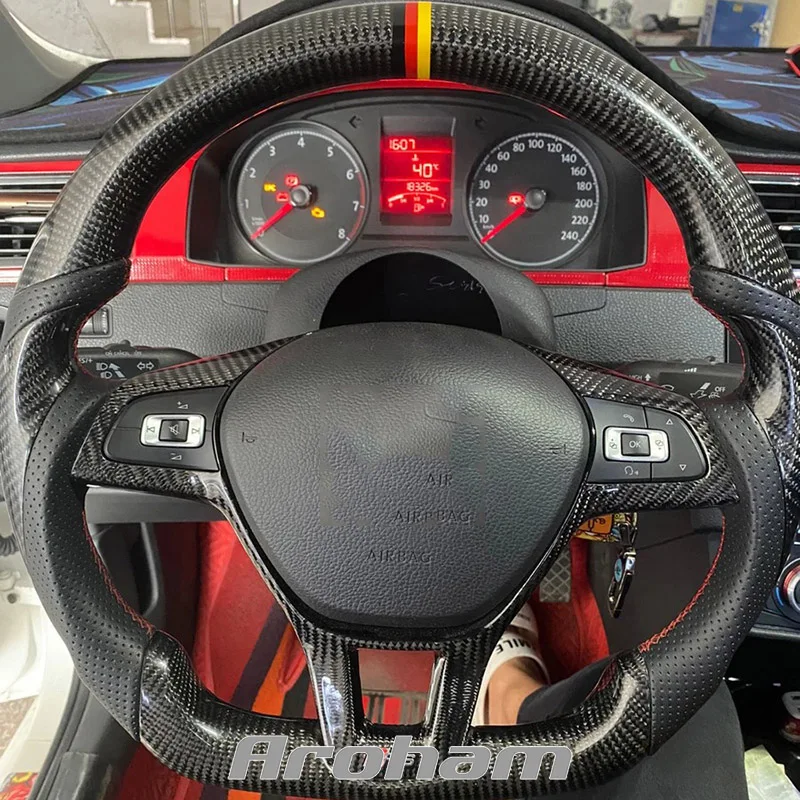 

Custom Carbon Fiber Steering Wheel For Volkswagen Golf 7 Mk7 New Polo Passat B8