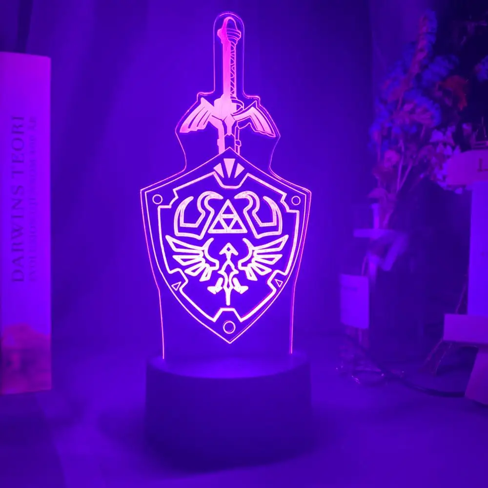 Игра Легенда о Зельде ссылка меч и щит знак СВЕТОДИОДНЫЙ Ночник светильник для