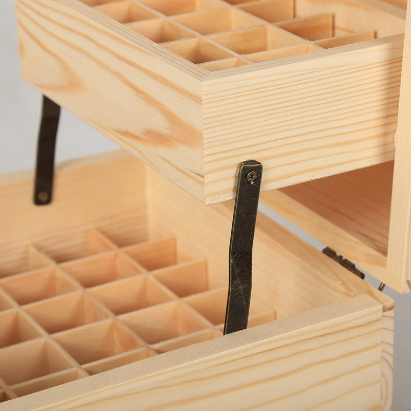 

59 Grid Level 3 Space Savings Wooden Storage Case Essential Oil Box Multi-Tray Organizer Large Organizers