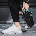 Кроссовки мужские сетчатые трехцветные, Повседневная модная дышащая удобная спортивная обувь для бега