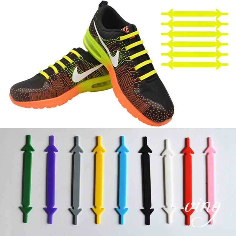 12Pcs/Set Elastic Silicone Shoelaces Athletic Running No Tie Shoelace Sneakers Fit Strap Shoes lace For Men Women shoelaces