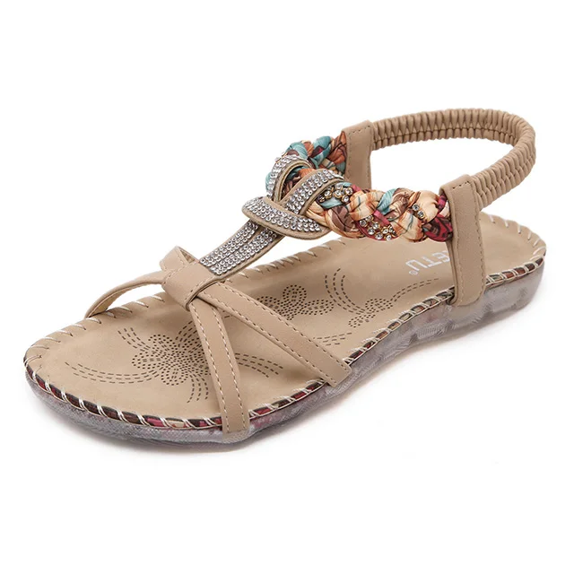 

852 Rhinestone Ladies Sandals Summer Woman Shoes Bohemian Women Sandals Fashion Flip Flops Women Casual Sandals Flat Shoes
