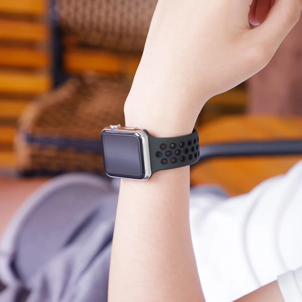 Спортивный ремешок для apple watch band 4 5 42 мм/38 мм iwatch band 44 мм/40 мм ремешок силиконовый браслет дышащий ремешок для часов серии 5 4 3 2