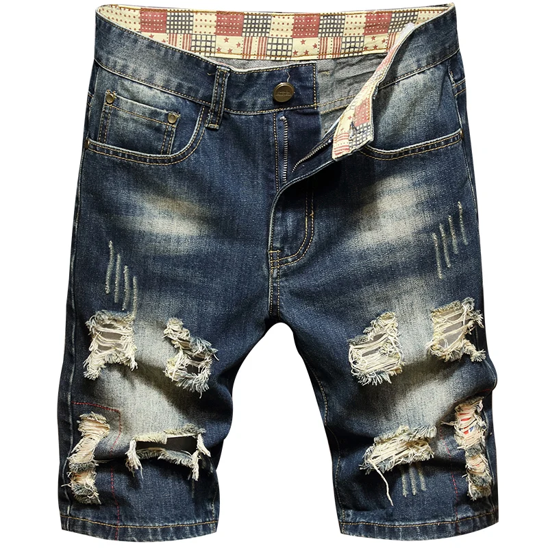 

Mens Youthful trend Straight Ripped High Quality Jeans Shorts Pants Denim Streetwear Casual Fashion Male Versatile Trousers