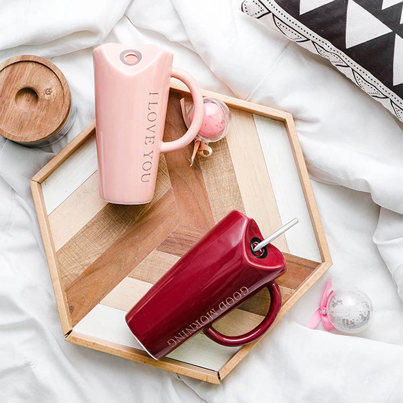 Кружка для воды кофейная кружка простая пара с соломинкой влюбленных бытовые