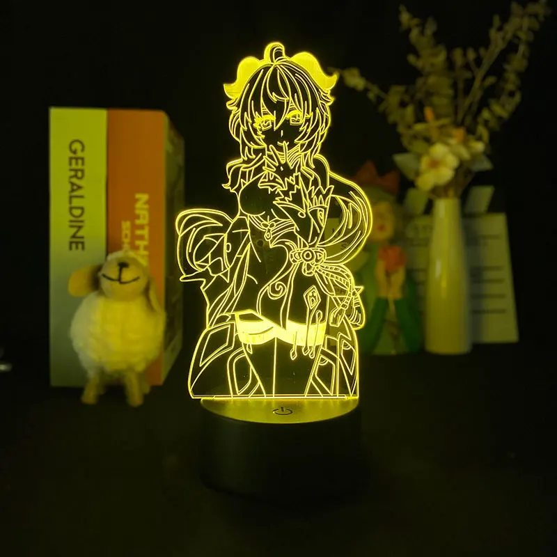 

3D Lamp Genshin Impact Game Projection Lamp 3D Night Light Alarm Clock Base Light Delineascope 7 Color with Remote Atmosphere