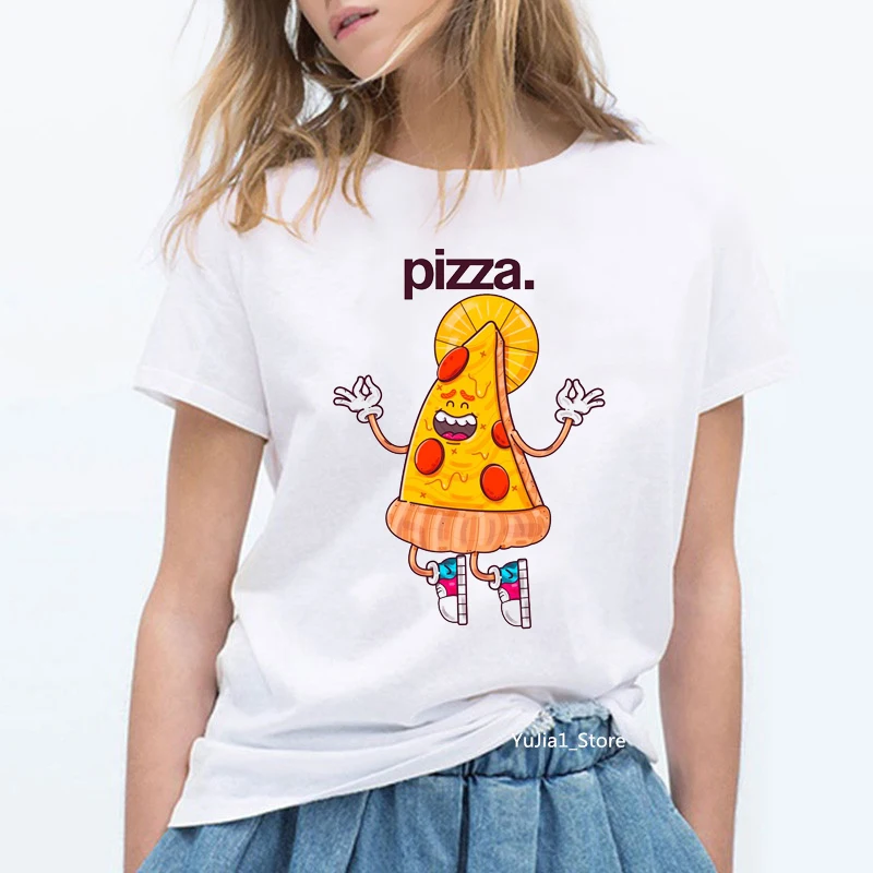 Футболка женская с принтом пончики и пицца | Женская одежда