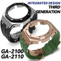 3rd generation modified accessories for ga2100 ga 2100 2110 metal bezel stainless steel watch case fluororubber strap watchband