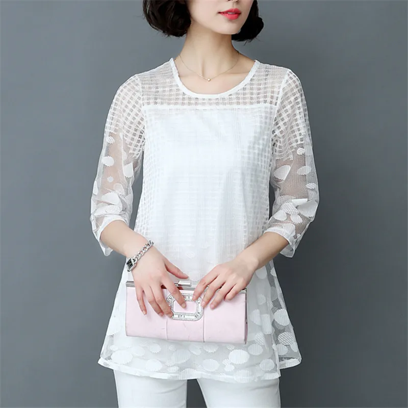 Женская шифоновая рубашка с коротким рукавом размеры до 5XL | одежда