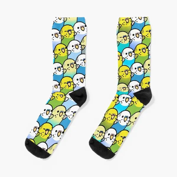 

Bunches Of Budgies Crew Socks Mens Ankle Knee High Best Women Black