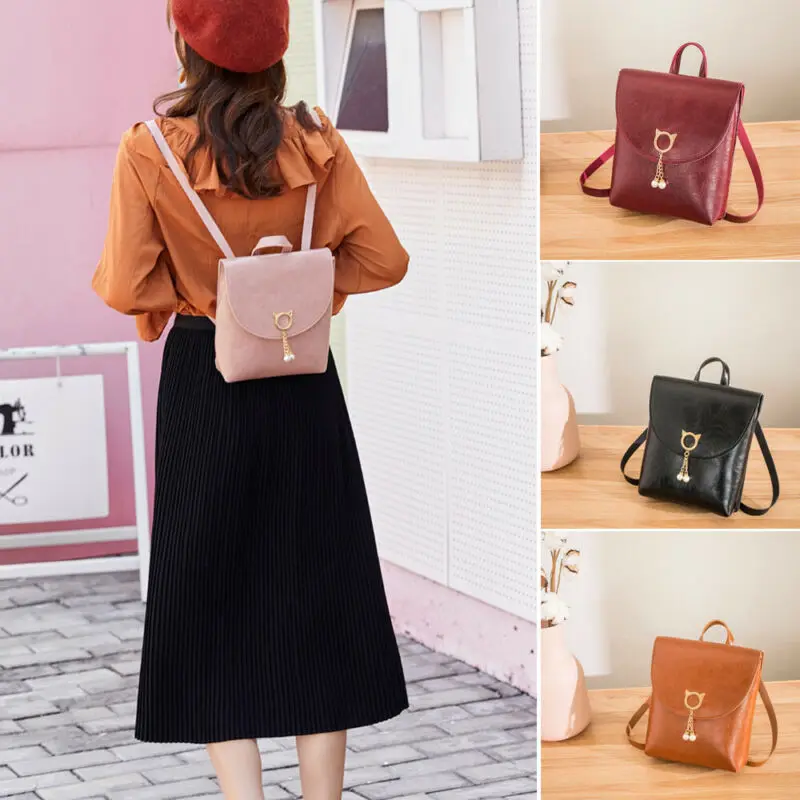 Модный женский кожаный мини рюкзак для путешествий школьный сумка через