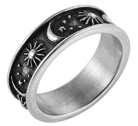 new retro ring female fashion star moon sun ring men and women punk hip hop locomotive party nightclub stainless steel ring