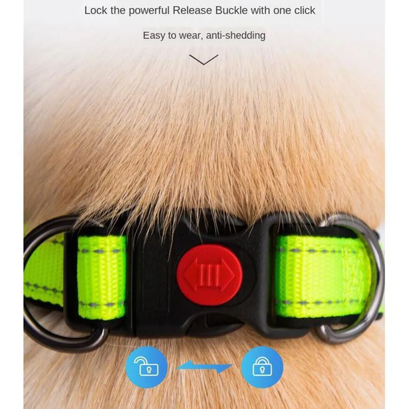 Светоотражающий нейлоновый ошейник для собак ночник маленьких и средних