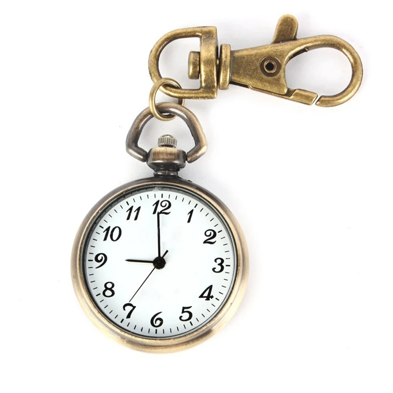 

Bronze Color Round Pendant Quartz Watch Pocket Keyring Ladies Kids Watch Gift Watch Xmas Gift