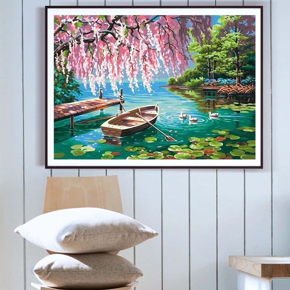 Azqsd картина по номерам пейзаж 50x40cm большие картины по номерам подарок ручной работы