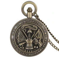 antique the united states of america department of the army quartz pocket watch retro necklace pendant chain clock for men women