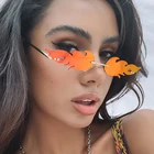 Солнцезащитные очки женские, металлические, зеркальные, без оправы, UV400