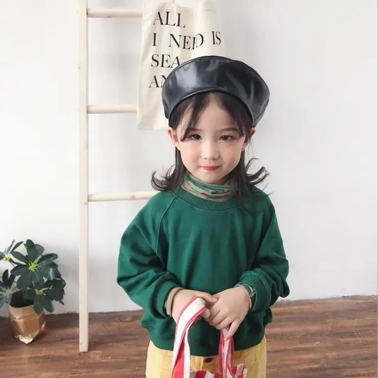 Брендовый Модный милый берет из искусственной кожи женская шапка детский бини