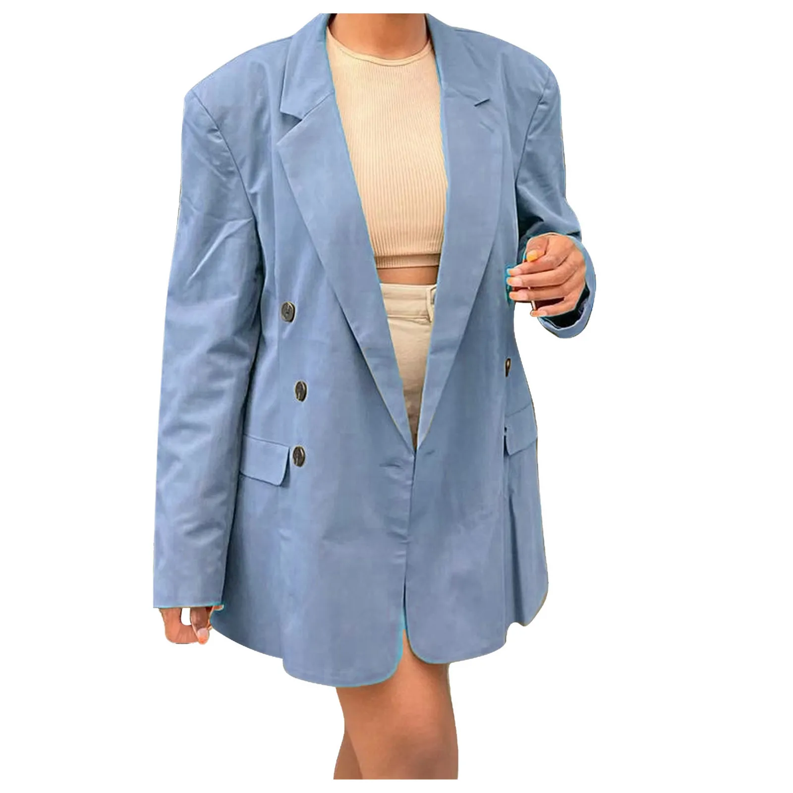 

Новинка, осенняя модная женская куртка на пуговицах с длинным рукавом, Свободные повседневные однотонные женские блейзеры, куртки, пальто д...