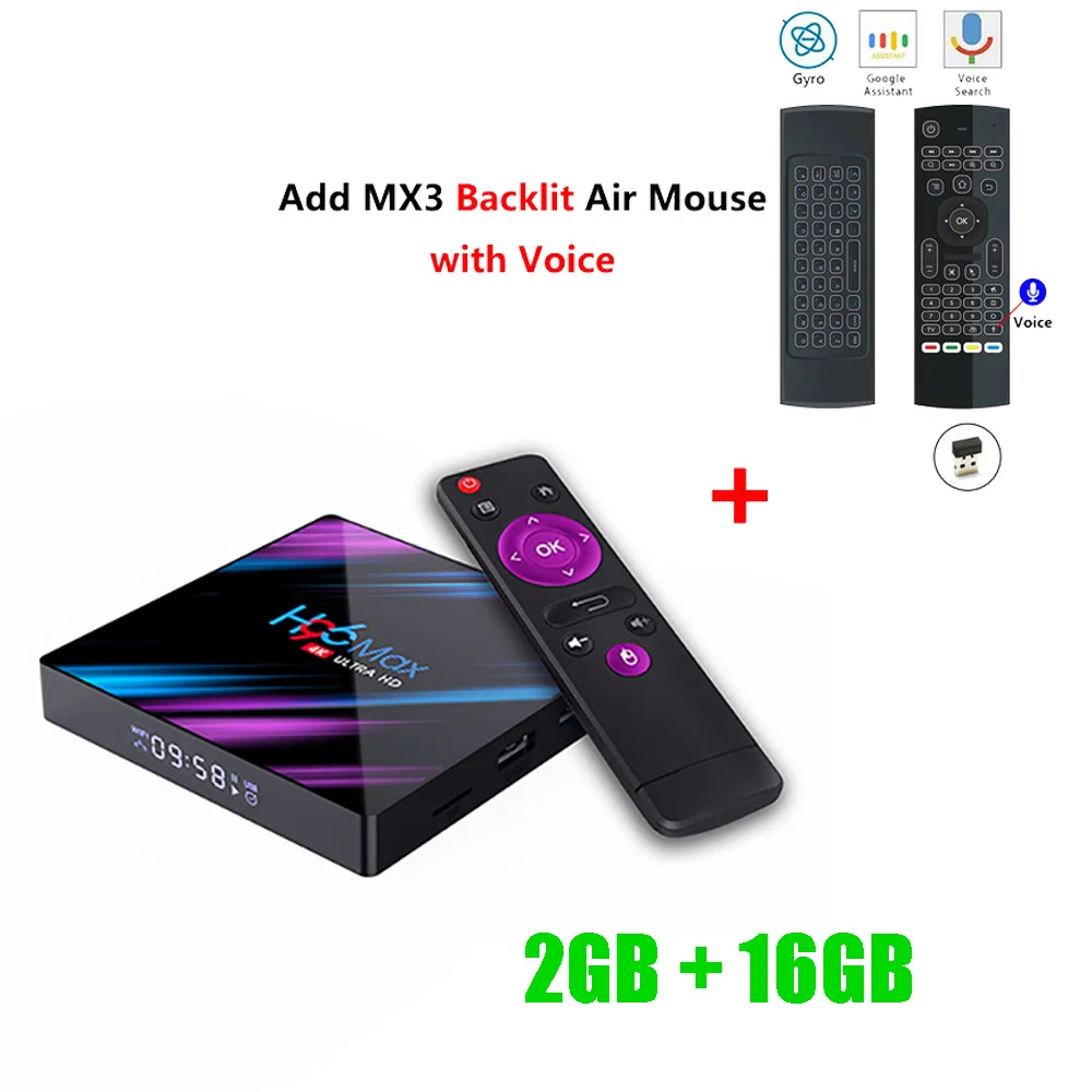 2GB16GB add mx3l mic H96 MAX android 9,0 smart tv box 4G ram 64GB rom RK3318 H.265 телеприставка 4K HD 2,4G/5,8G wifi BT 4,0 android tv box VS X96 mini - Цвет: 2GB16GB add mx3l mic