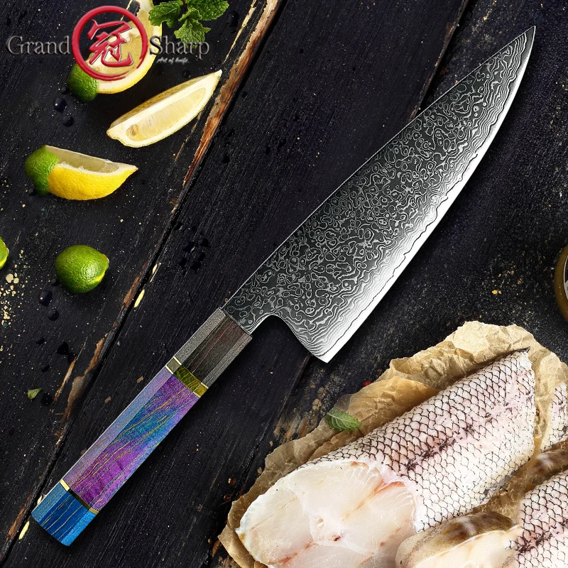 

8 Inch Professional Chef Knife High Carbon Japanese Damascus Steel Kitchen Knives Meat Cleaver Butcher Knife Tools Grandsharp