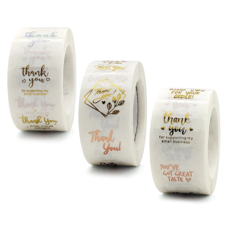 

500 Pcs/1 Roll White Thank You Label Stickers Decor Craft Per Roll Stationery Adhesive Sealing Baking Paper Stickers Label