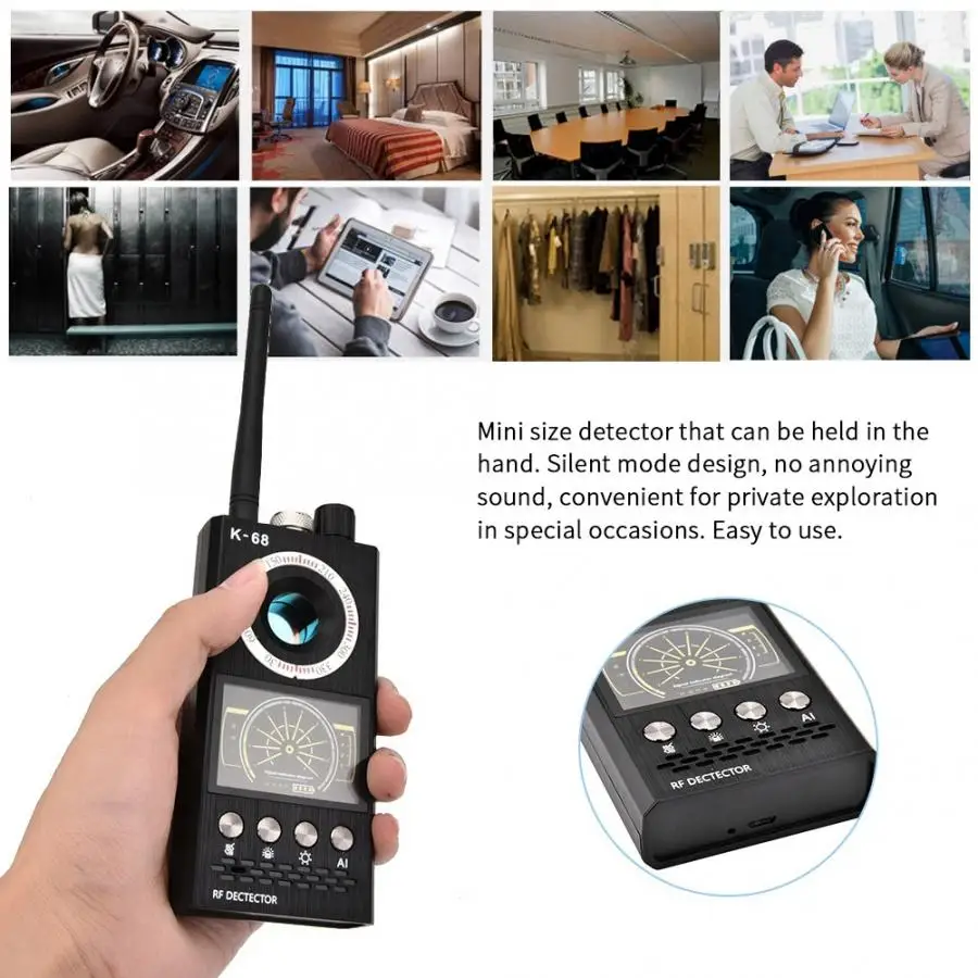 K68 RF сканер детектор шпионаж камера искатель ошибка детектор Wi-Fi сигнал gps радио телефон устройство Finder Личная защита безопасности