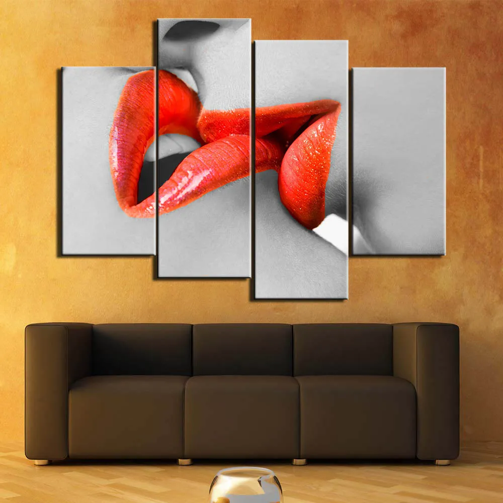 

5D DIY Diamond Painting sexy lips red Mouth Full square round resin Diamond Embroidery 4pcs set Rhinestone painting lover gift,