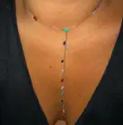 Ожерелье из розового золота и серебра с фианитами сглаза