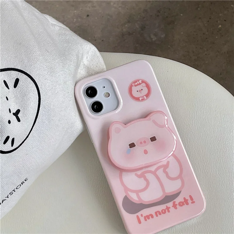 

Cute leg hugging piggy stand XR apple xsmax mobile phone case 11 for iphone 13 12pro / 8plus soft 13
