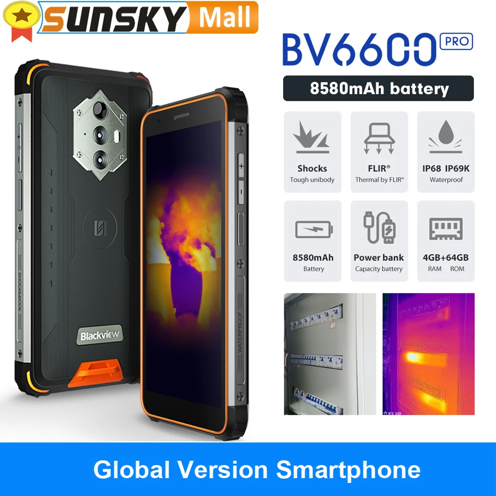 Смартфон Blackview BV6600 Pro 4 + 64 ГБ 8580 дюйма Android 5 7 Helio P35 8 ядер OTG NFC 4G | Мобильные телефоны