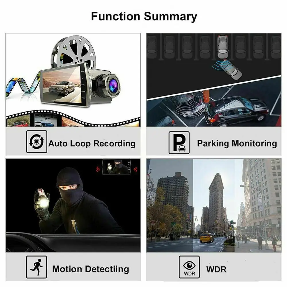 

Night Vision Dash Cam 3.0" LCD Screen 170 Wide Angle Driving Car Recorder Motion Dection Loop Recording
