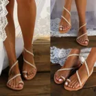Женские сандалии с жемчугом, винтажные пляжные сандалии в стиле бохо, повседневные пляжные шлепанцы, без застежки, открытый носок, плоская подошва, для отдыха, лето 2021