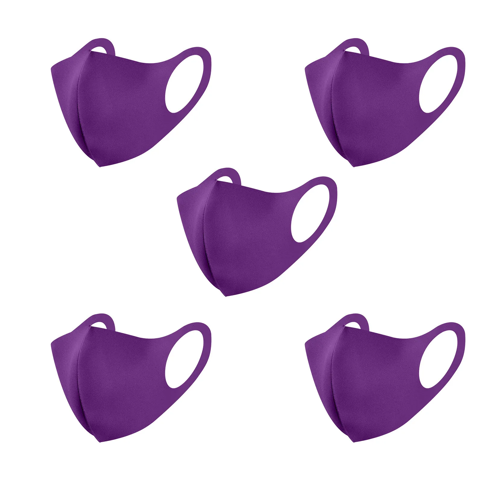 

5pc Women Reusable Outdoor Breathable Fashion ice Windproof Mask solid color E-lement Pattern Mask dustproof Cotton Mouth Mask