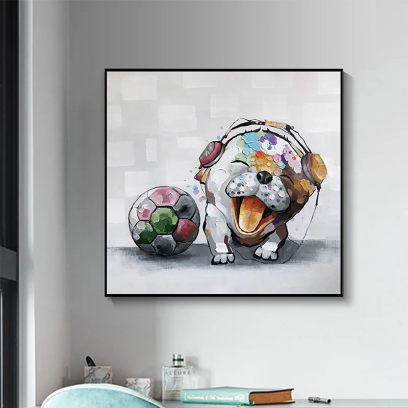 

Cartoon Animal Hand-painted Oil Painting Porch Adornment Painting Contracted Modern Abstract Children Room Bedhead Hangs Picture