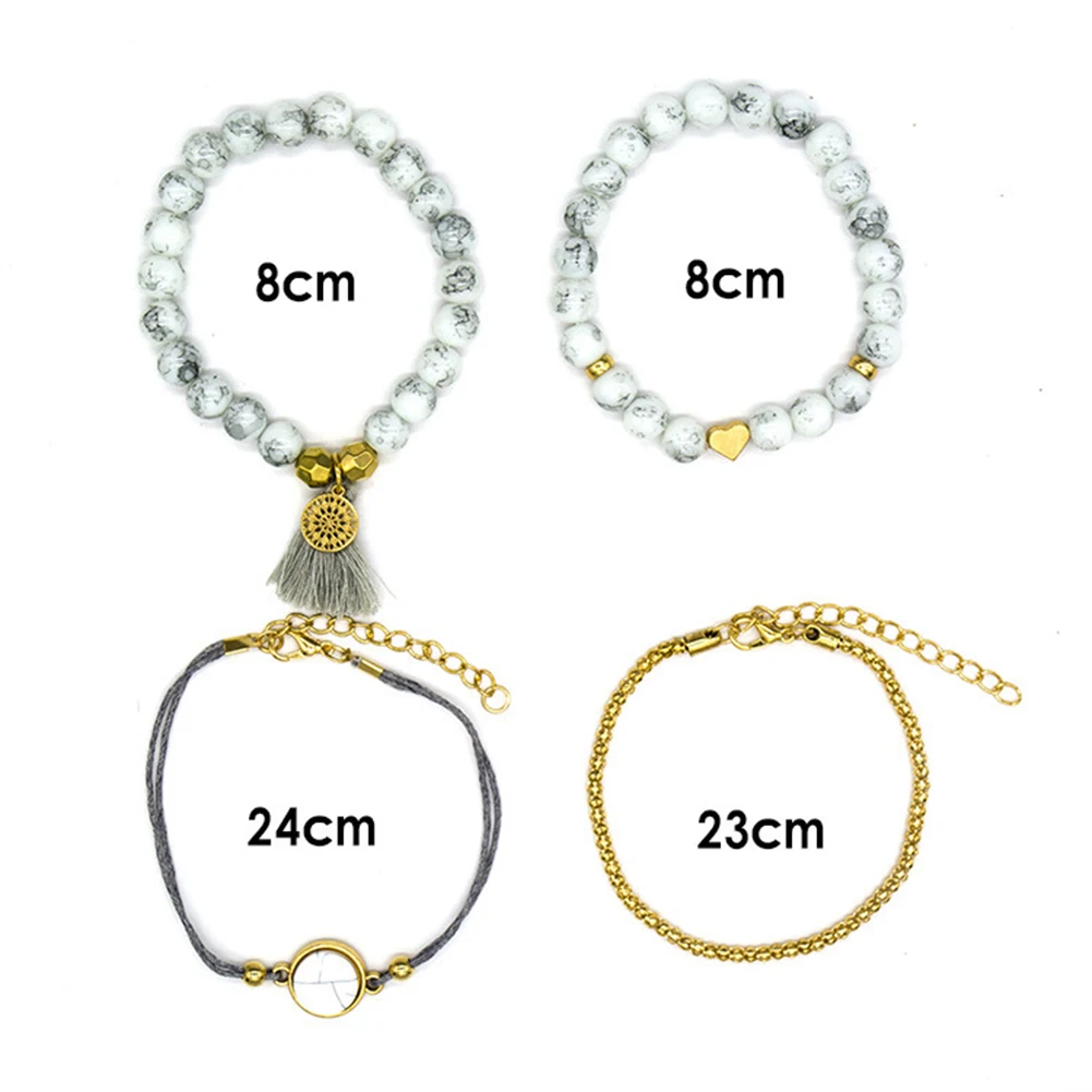 4 шт. набор модных элегантных женских богемных бирюзовых бусин с кисточкой