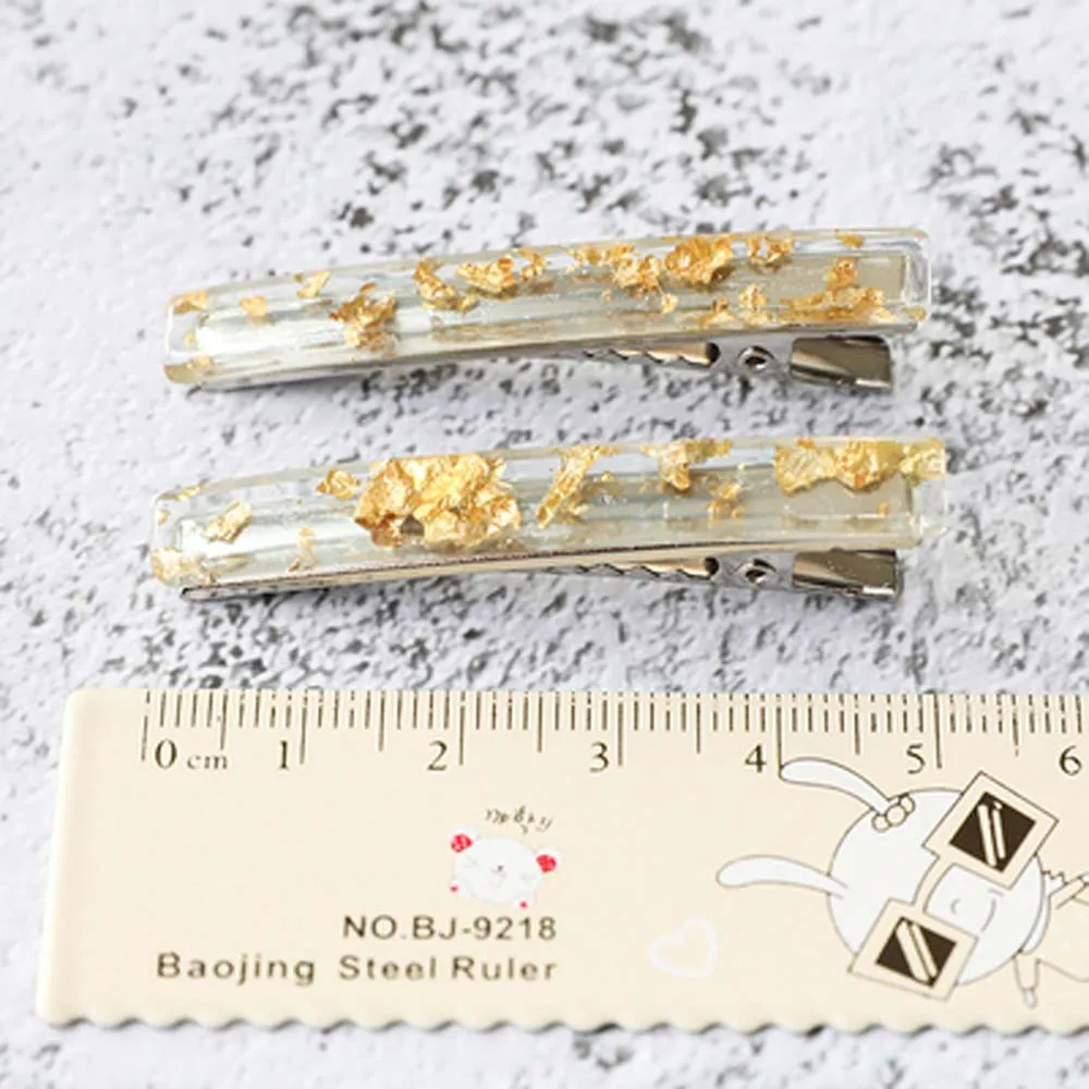 1 пара Новые корейские заколки для волос из золотой фольги ацетатные Заколки