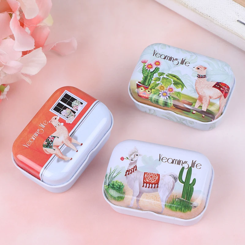 1 шт красочные мини Мультфильм Альпака парусник печати жестяная коробка