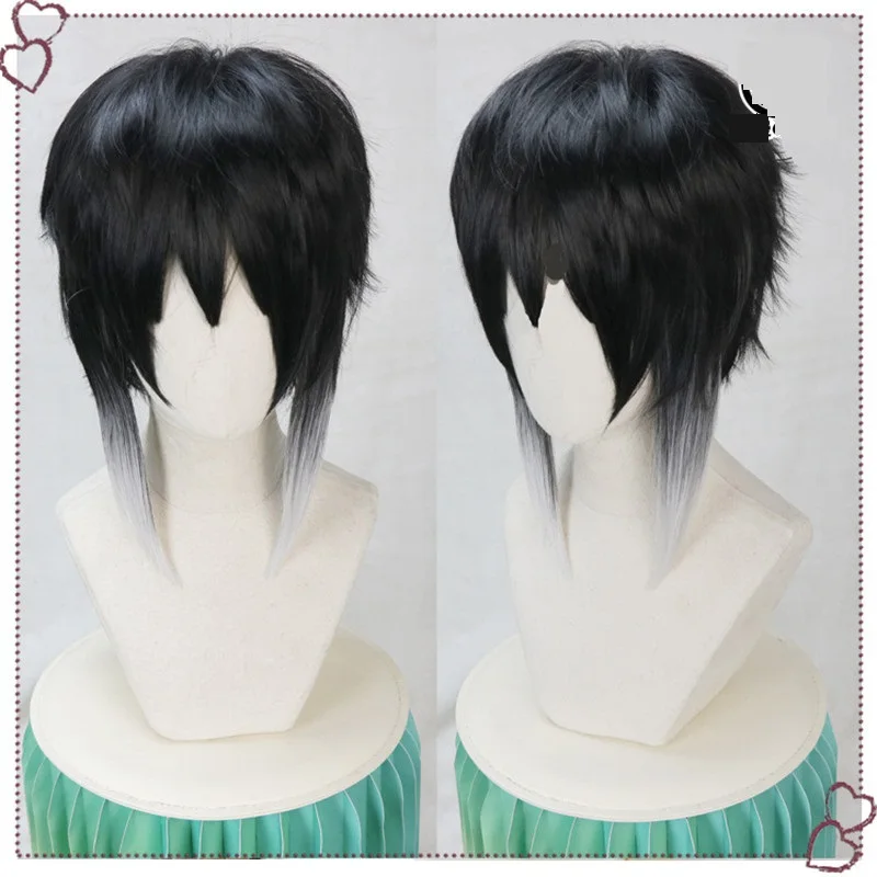 

Парик для косплея Bungo Stray Dogs Ryunosuke Akutagawa, черный, белый, термостойкий, синтетические волосы, парик + парик, шляпа
